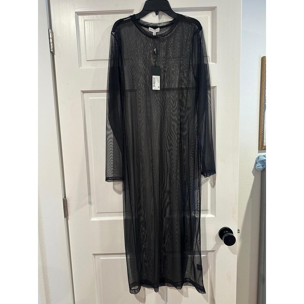 NWT Gianni Bini Sheer Black Body Con Mesh Midi Dress Size XL